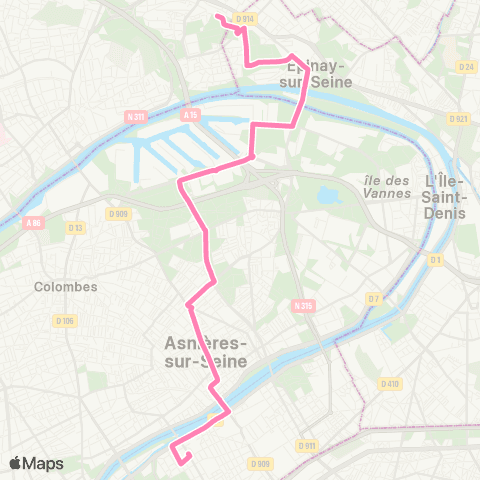 Île-de-France Mobilités Port de Gennevilliers - Ctre de Vie <> Pont de Levallois - Bécon - Métro map