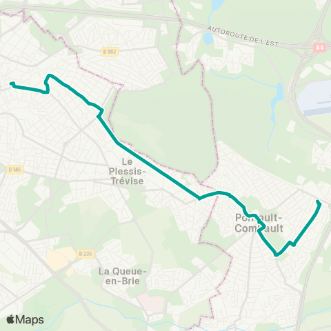Île-de-France Mobilités Villiers-s/-Marne - le Plessis-Trévise RER <> Gare de Pontault (Pl. Beilstein) map