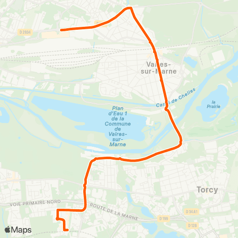 Île-de-France Mobilités Noisiel RER <> Terre Ciel map