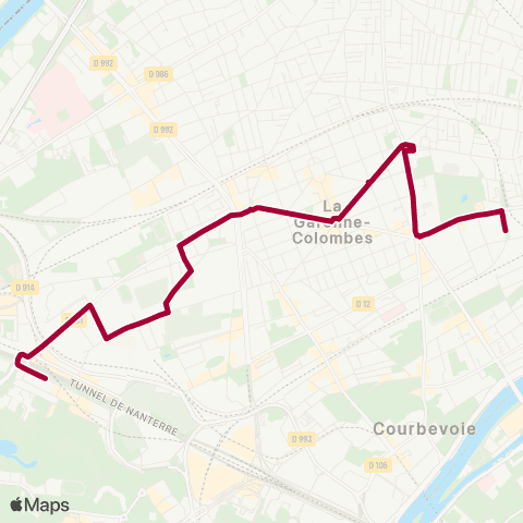 Île-de-France Mobilités Nanterre - Préf. RER <> Les Bruyères map