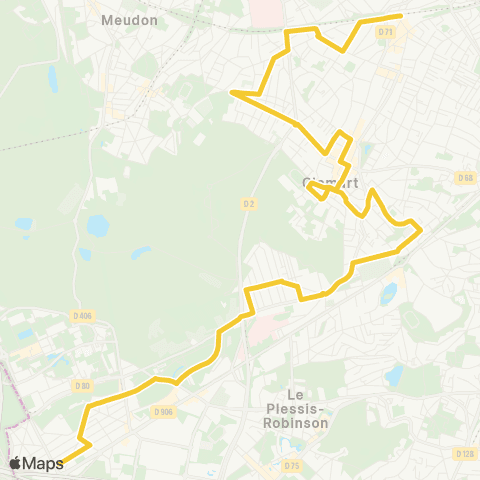 Île-de-France Mobilités Maison de Quartier - André Charré <> Gare de Clamart map
