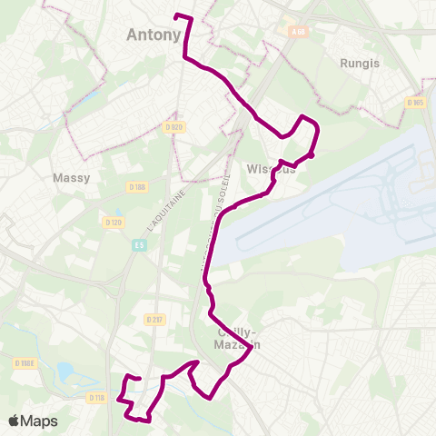 Île-de-France Mobilités Pl. Charles Steber / Longjumeau <> Antony RER map