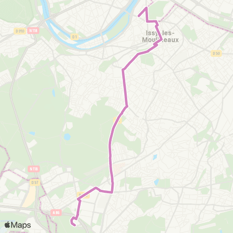 Île-de-France Mobilités Issy - Val de Seine <> Le Hameau map