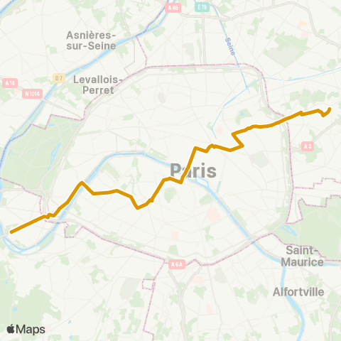 Île-de-France Mobilités Romainville - Carnot <> Pont de Sèvres map