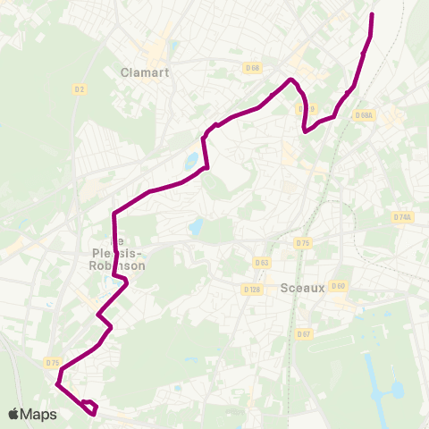 Île-de-France Mobilités Pierre Semard - Châtillon-Montrouge <> Lycée Polyvalent map
