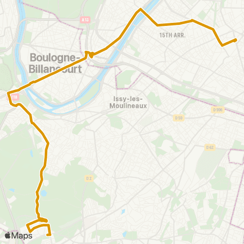 Île-de-France Mobilités Georges Pompidou <> Gare Montparnasse map