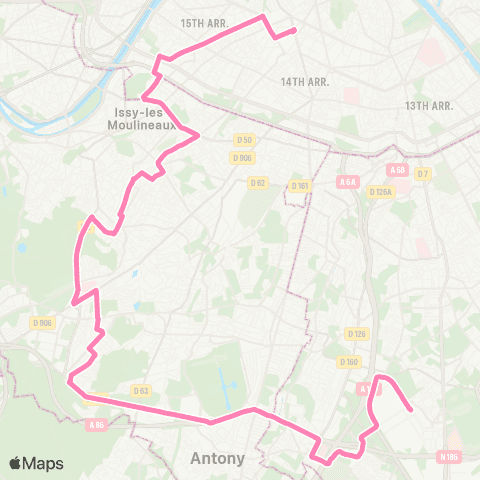 Île-de-France Mobilités Marché Intl de Rungis <> Gare Montparnasse map