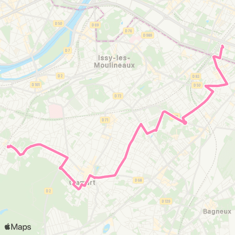 Île-de-France Mobilités Val Fleury RER <> Porte de Vanves map