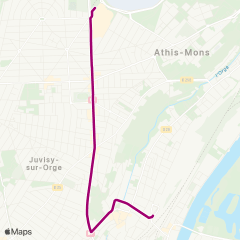 Île-de-France Mobilités Porte de l'Essonne <> Juvisy RER map