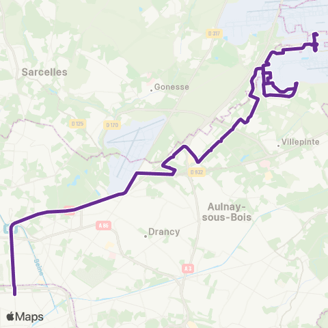 Île-de-France Mobilités Roissypôle <> Porte de la Chapelle map