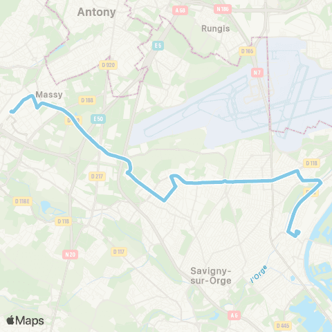Île-de-France Mobilités Juvisy RER <> Massy - Palaiseau RER map