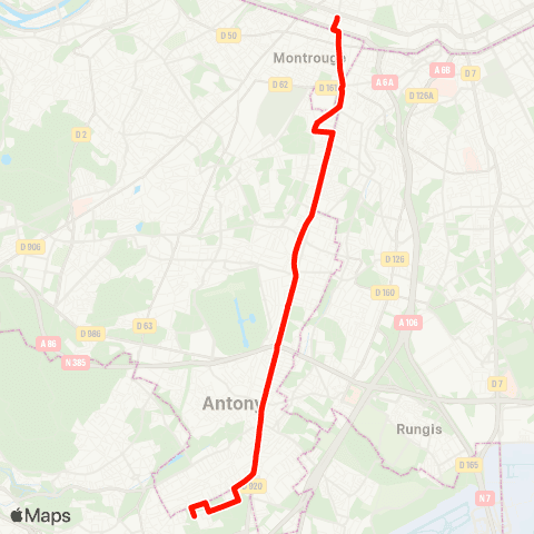 Île-de-France Mobilités Porte d'Orléans <> Avenue Saint-Marc map