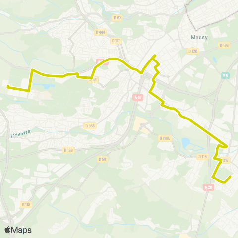 Île-de-France Mobilités La Rocade - Lycée <> Massy - Palaiseau RER map