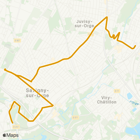 Île-de-France Mobilités Juvisy RER <> Épinay-sur-Orge map