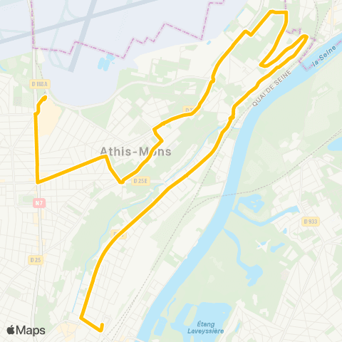 Île-de-France Mobilités Porte de l'Essonne <> Gare de Juvisy RER map
