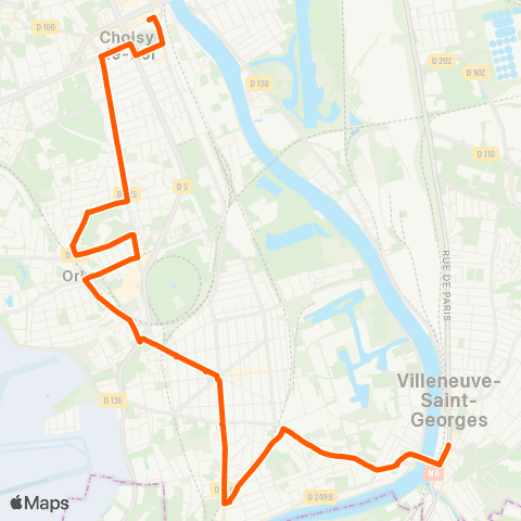 Île-de-France Mobilités Gare de Villeneuve-St-Georges <> Gare de Choisy-le-Roi map