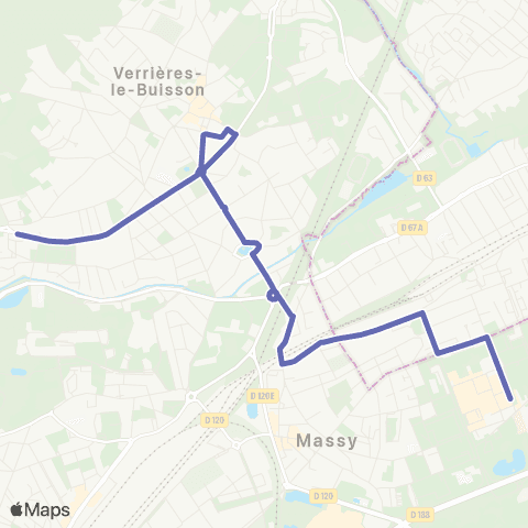 Île-de-France Mobilités Croix Belle Avoine <> Hôp. Jacques Cartier map