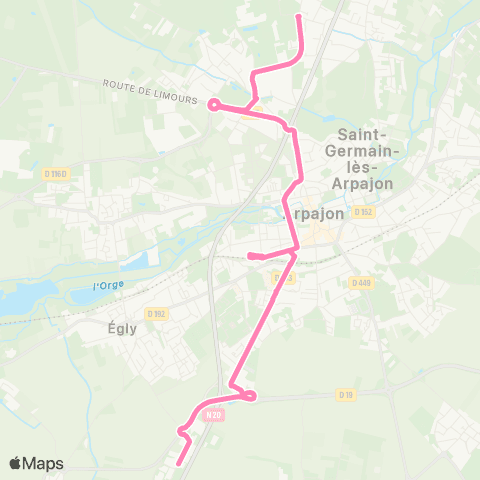 Île-de-France Mobilités Les Marsandes <> Rond-Point de la Roche map