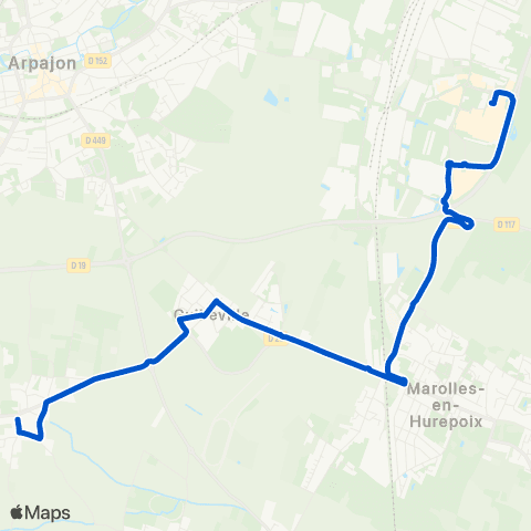 Île-de-France Mobilités Centre Commercial Maison Neuve <> Lavoir map