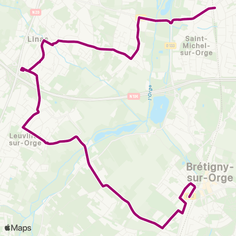 Île-de-France Mobilités Gare de St-Michel-s/-Orge <> Gare de Brétigny map