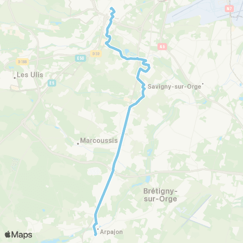 Île-de-France Mobilités Massy - Palaiseau RER <> Porte d'Étampes map