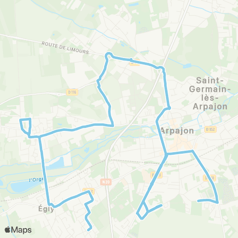 Île-de-France Mobilités Lycée René Cassin <> Gare d'Égly map