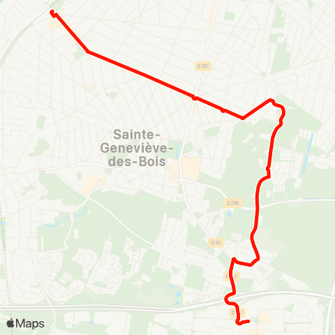 Île-de-France Mobilités ZI Croix Blanche <> Gare de Ste-Geneviève-des-Bois map