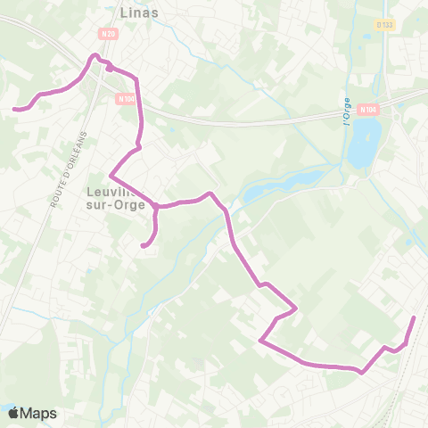 Île-de-France Mobilités Unm-Utac <> Gare de Brétigny map