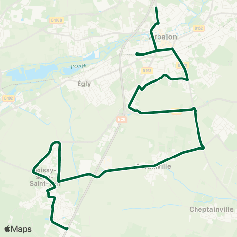 Île-de-France Mobilités Porte d'Étampes <> Facteur Cheval map