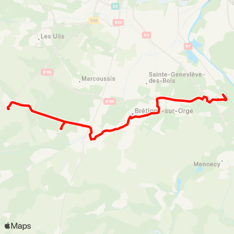 Île-de-France Mobilités Gare d'Arpajon <> Gare d'Évry-Courcouronnes Ctre map