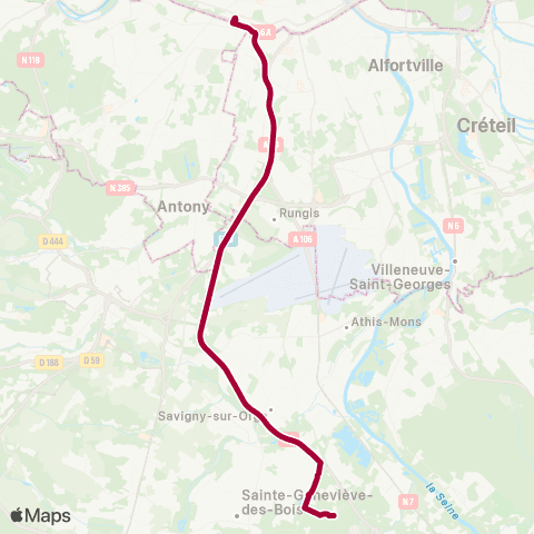 Île-de-France Mobilités Maison d'Arrêt des Femmes <> Pte d'Orléans map