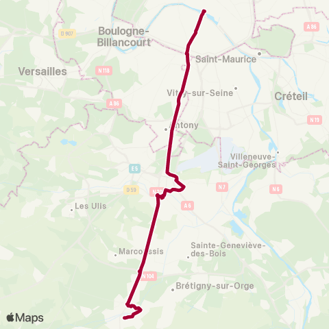 Île-de-France Mobilités Gare d'Arpajon <> Châtelet map
