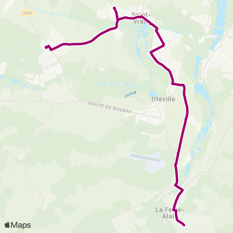Île-de-France Mobilités Gendarmerie <> Gare de Bouray map