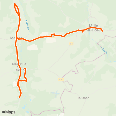 Île-de-France Mobilités Gare rout. <> Gare de Buno - Gironville map
