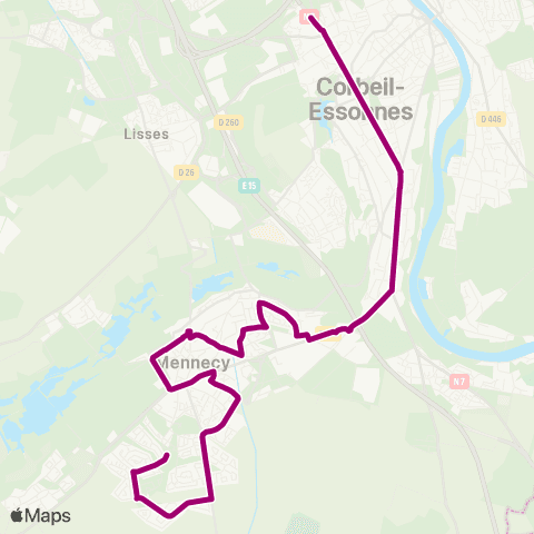 Île-de-France Mobilités Lycée <> Centre Commercial map