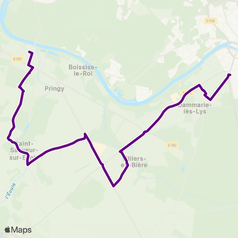 Île-de-France Mobilités Gare de Melun (Pl. de l'Ermitage) <> Gare Ponthierry-Pringy map