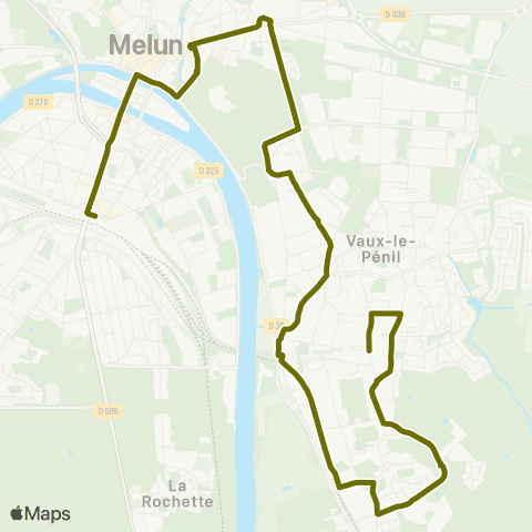 Île-de-France Mobilités Vaux Pleins Vents <> Gare de Melun map