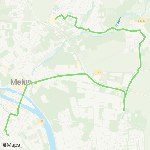 Île-de-France Mobilités Melun <> Centre Commercial Rubelles map