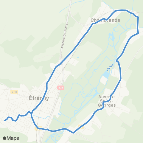 Île-de-France Mobilités Gare d'Etrechy <> Gare d'Etrechy map