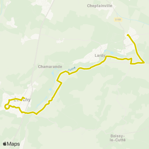 Île-de-France Mobilités Gare d'Etrechy <> Gare de Bouray map