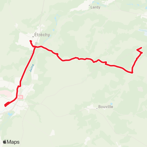 Île-de-France Mobilités Lycée A. Denis <> Gare d'Étampes map