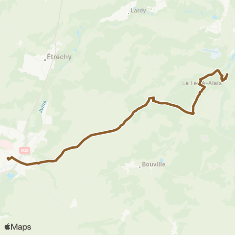 Île-de-France Mobilités Gare d'Étampes <> Gare de la Ferté-Alais map