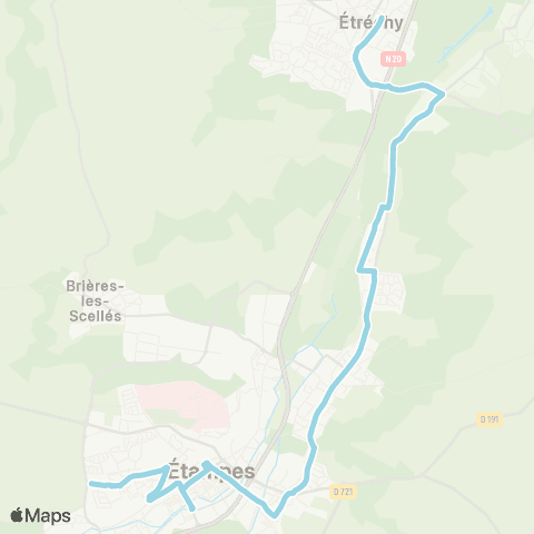 Île-de-France Mobilités Gare d'Etrechy <> Gare d'Étampes map