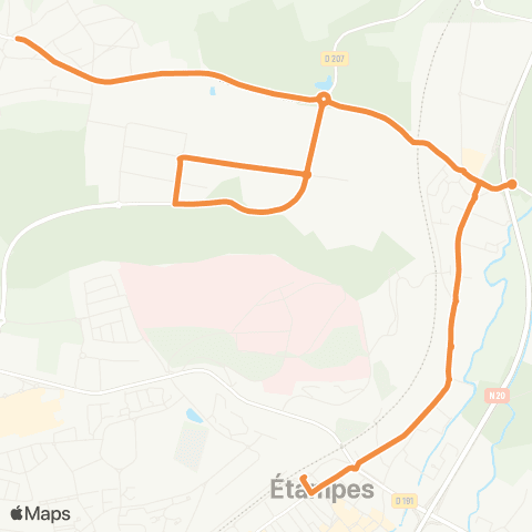 Île-de-France Mobilités Mairie <> Gare d'Étampes map