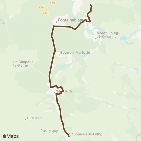 Île-de-France Mobilités Lycée Fontaineroux <> Gare de Souppes-s/-Loing Parvis map