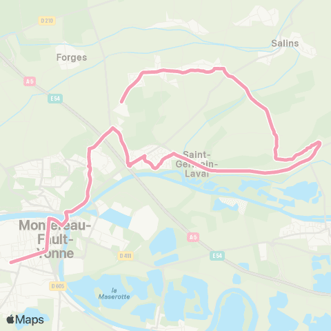 Île-de-France Mobilités Gare de Montereau Quai 8 <> Merlange map