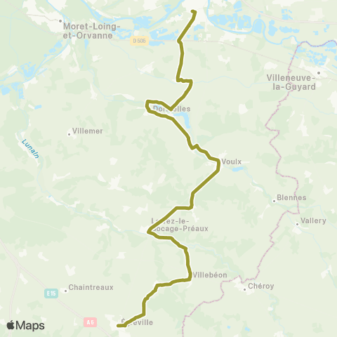 Île-de-France Mobilités Monument <> Gare de Montereau map