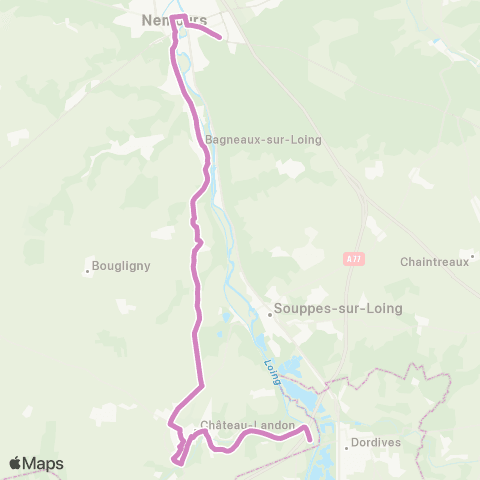 Île-de-France Mobilités Cité Scolaire <> Pont de Dordives map
