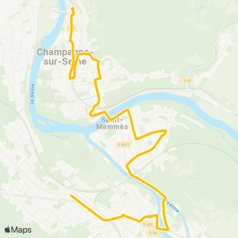 Île-de-France Mobilités Gare de Champagne-s/-Seine <> Veneux Gare SNCF map