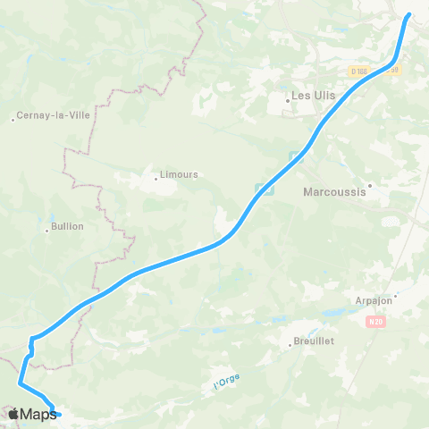 Île-de-France Mobilités Gare de Dourdan <> Gare de Massy - Palaiseau map